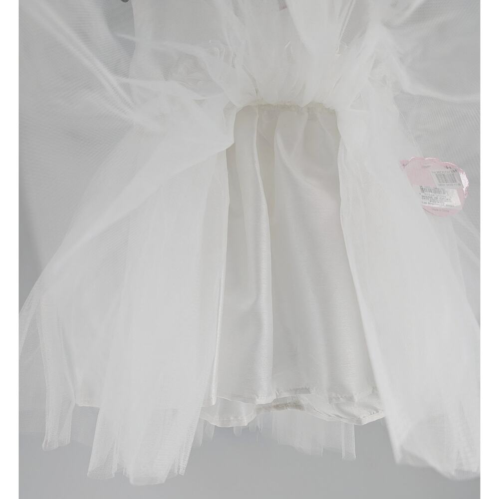 Popatu White Rosette Tulle Dress Flower Girl Fancy Size 18 Months - Picture 5 of 12